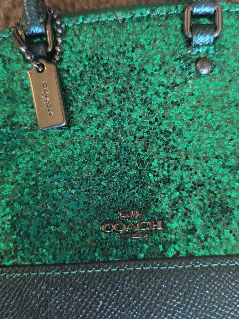 Coach Wizard of Oz Emerald Glitter Micro Mini Sierra Satchel - Picture 7 of 11